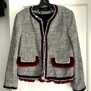 ZARA BASIC  M textured wave blazer jacket